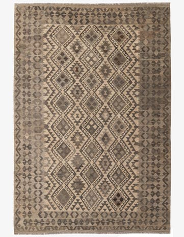 6' 8 x 9' 8 Hand Woven Kilim Maymana Wool Rug