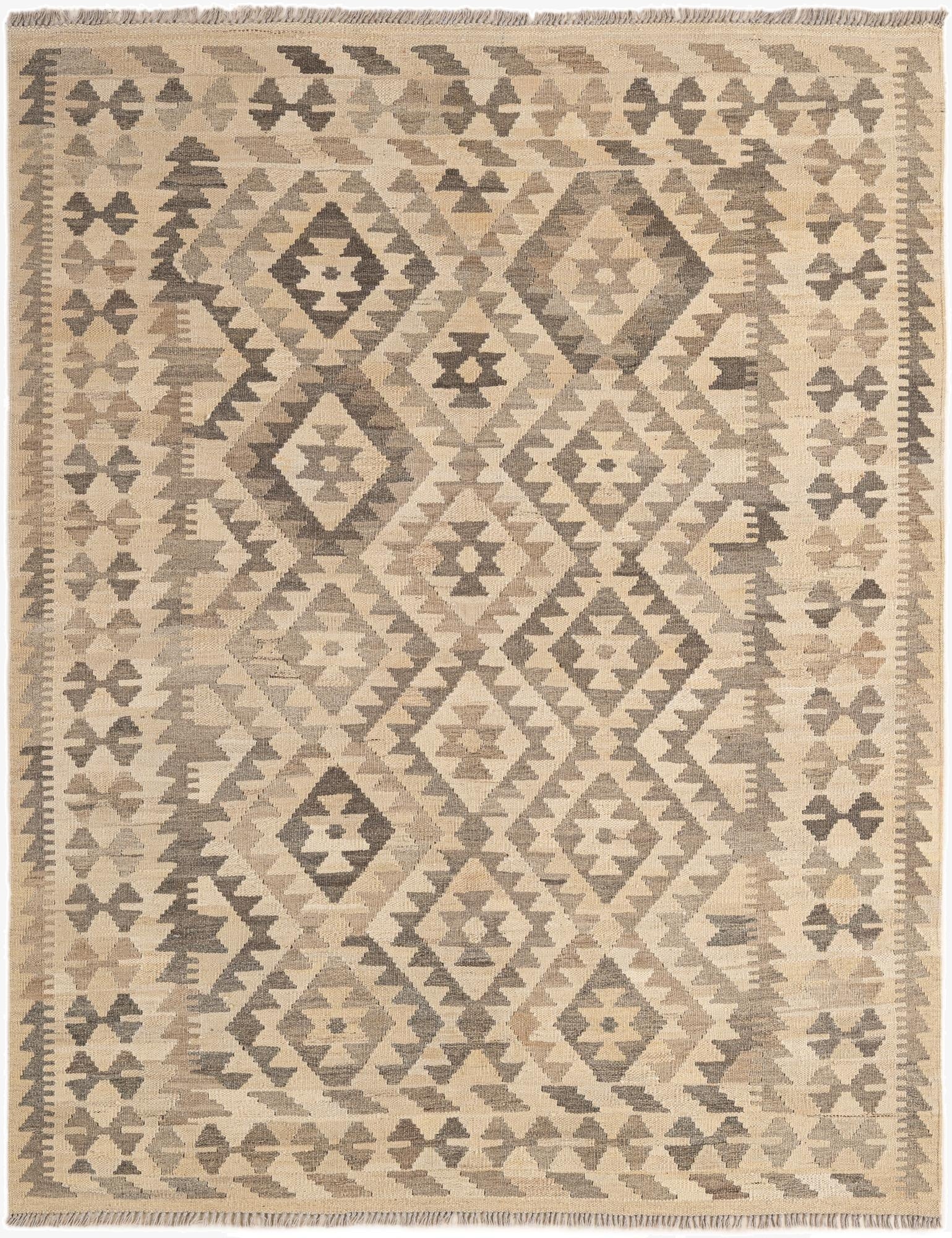 4' x 6' 7  Hand Woven Kilim Maymana Wool Rug