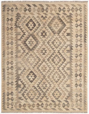 4' x 6' 7 Hand Woven Kilim Maymana Wool Rug