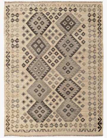 5' x 6' 8 Hand Woven Kilim Maymana Wool Rug