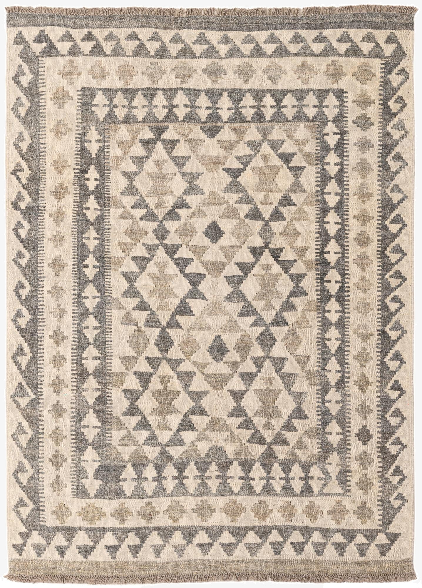 3' 11 x 5' 5  Hand Woven Kilim Maymana Wool Rug