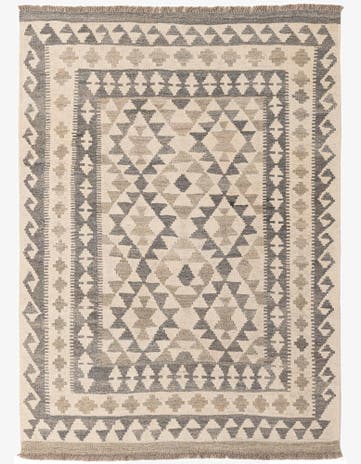 3' 11 x 5' 5 Hand Woven Kilim Maymana Wool Rug