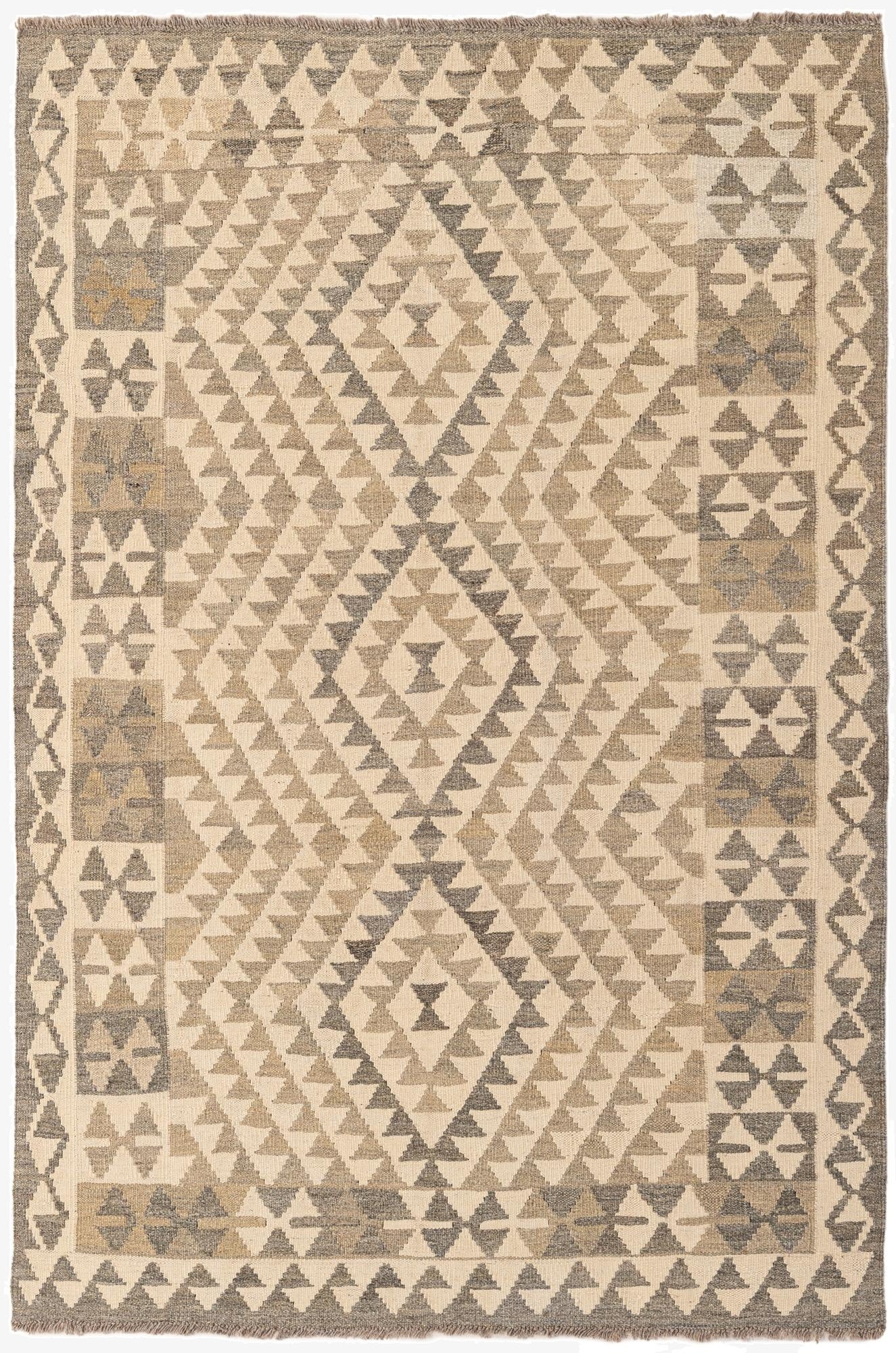 4' x 5' 11  Hand Woven Kilim Maymana Wool Rug