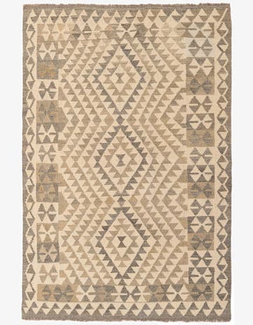 4' x 5' 11 Hand Woven Kilim Maymana Wool Rug