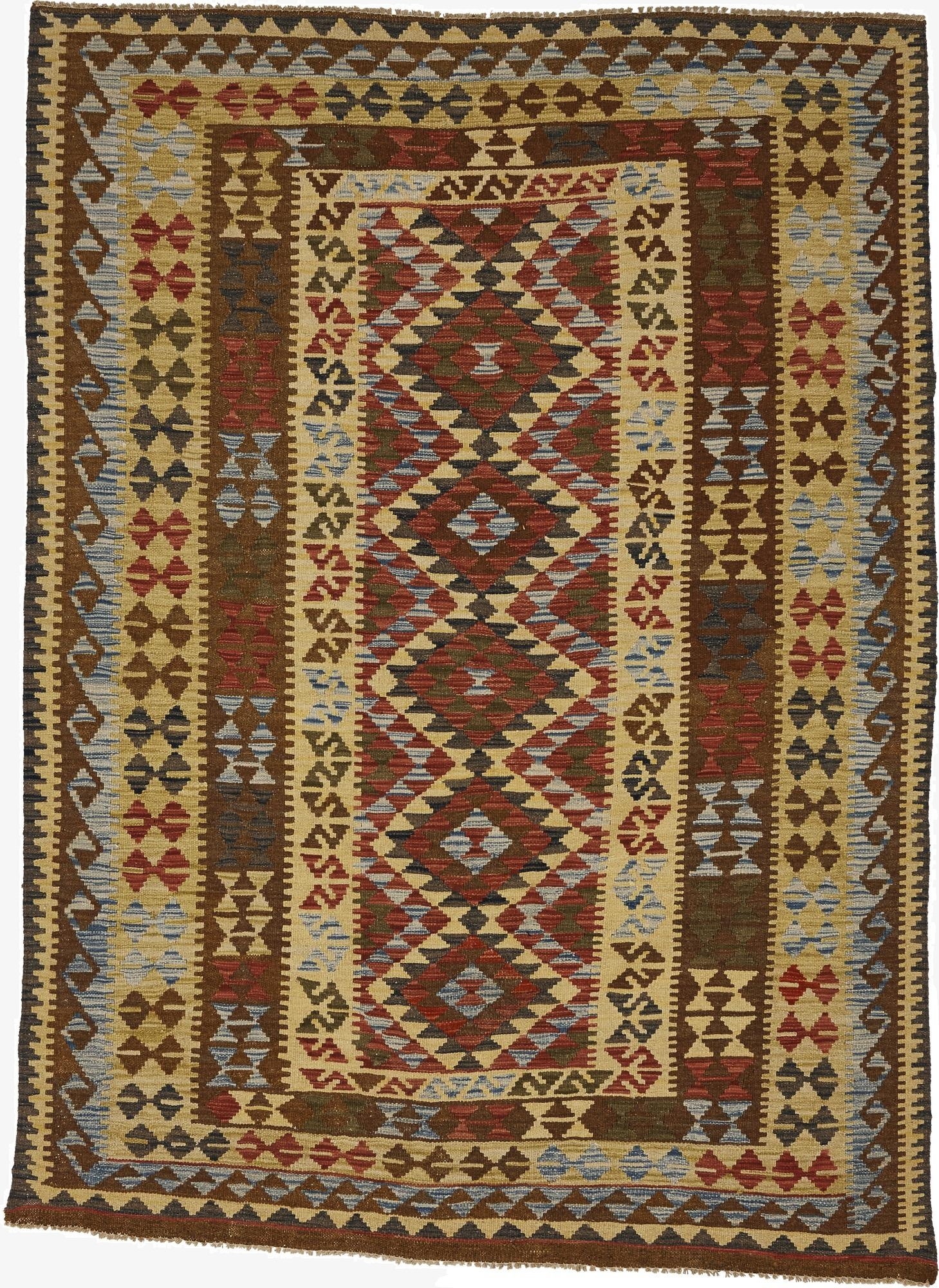 4' 8 x 6' 6  Hand Woven Kilim Maymana Wool Rug
