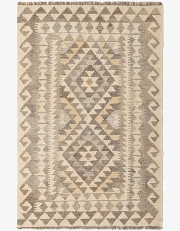 3' 4 x 5' 1 Hand Woven Kilim Maymana Wool Rug