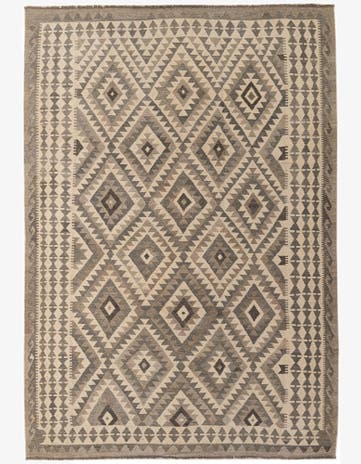 6' 8 x 9' 7 Hand Woven Kilim Maymana Wool Rug