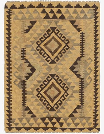 2' 10 x 4' Hand Woven Kilim Maymana Wool Rug
