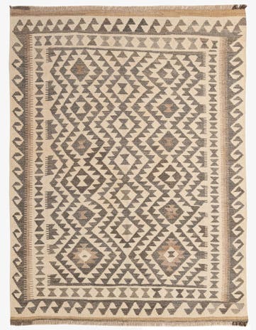 5' 2 x 6' 9 Hand Woven Kilim Maymana Wool Rug