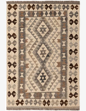 3' 6 x 4' 11 Hand Woven Kilim Maymana Wool Rug