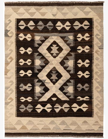 4' 11 x 6' 4 Hand Woven Kilim Maymana Wool Rug