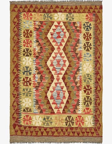 3' 1 x 4' 10 Hand Woven Kilim Maymana Wool Rug