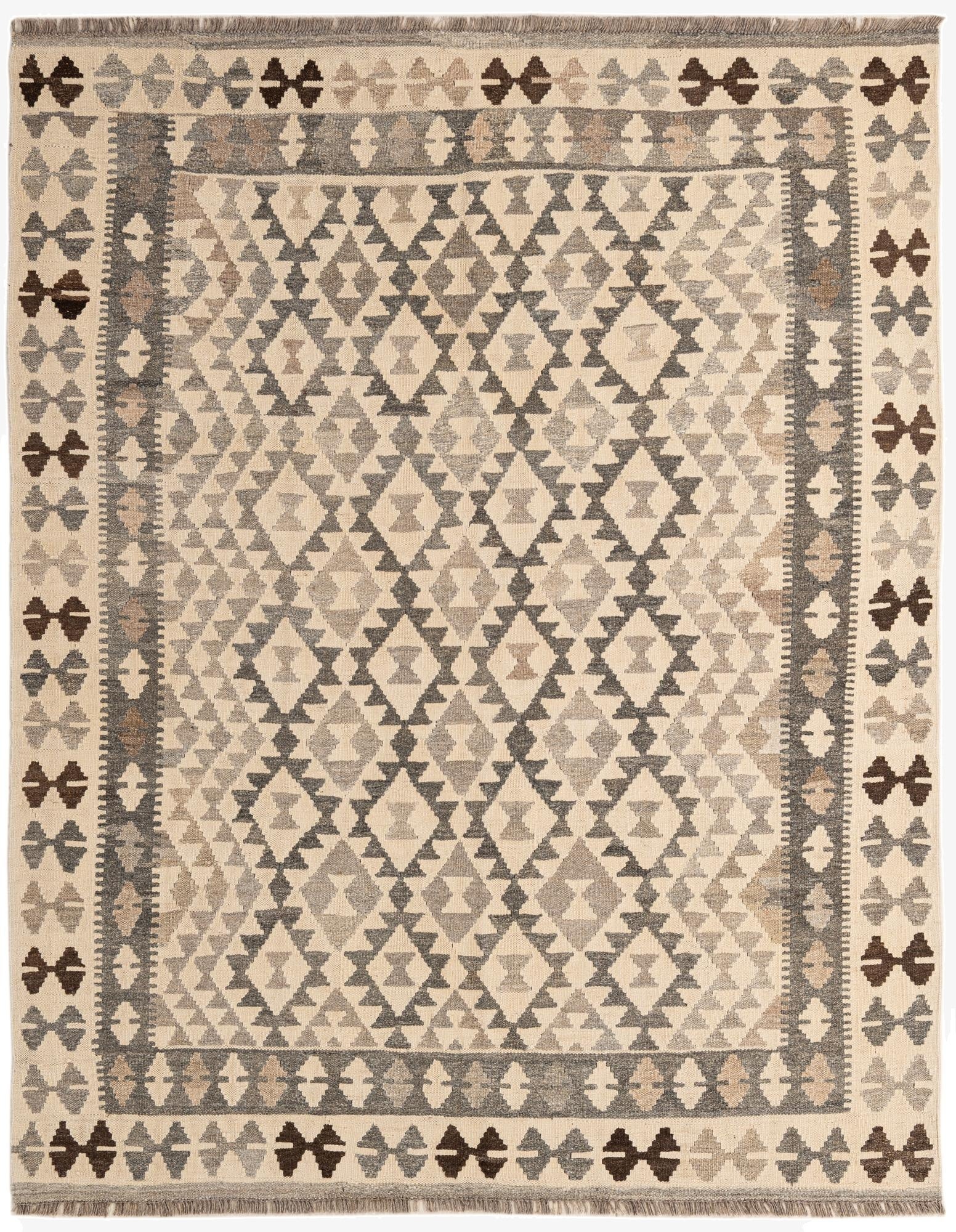 5' 2 x 6' 8  Hand Woven Kilim Maymana Wool Rug