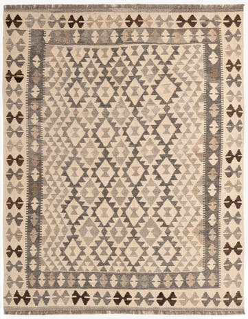 5' 2 x 6' 8 Hand Woven Kilim Maymana Wool Rug