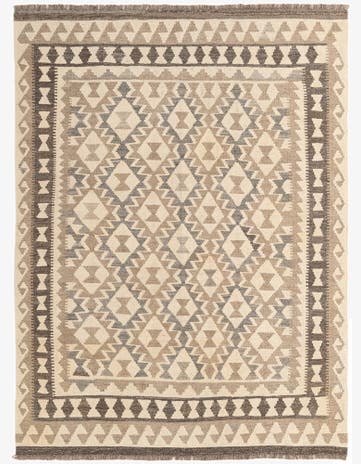 5' x 6' 9 Hand Knotted Kilim Maymana Wool Rug