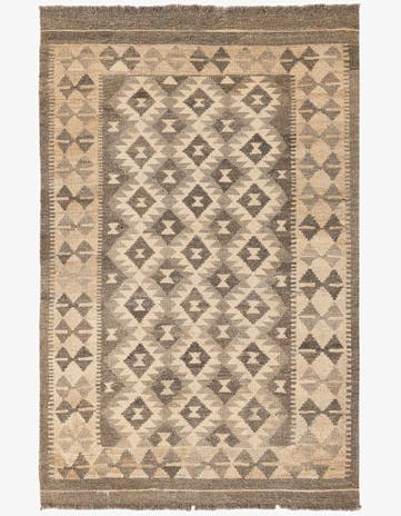 3' 4 x 5' 1 Hand Woven Kilim Maymana Wool Rug