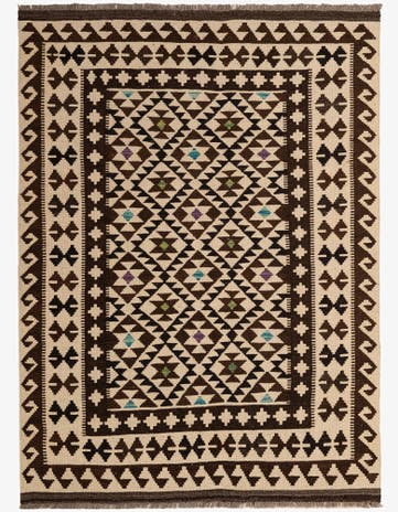 4' 10 x 6' 7 Hand Woven Kilim Maymana Wool Rug