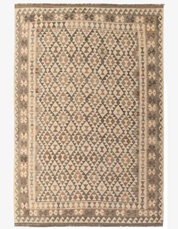 6' 9 x 9' 11 Hand Woven Kilim Maymana Wool Rug