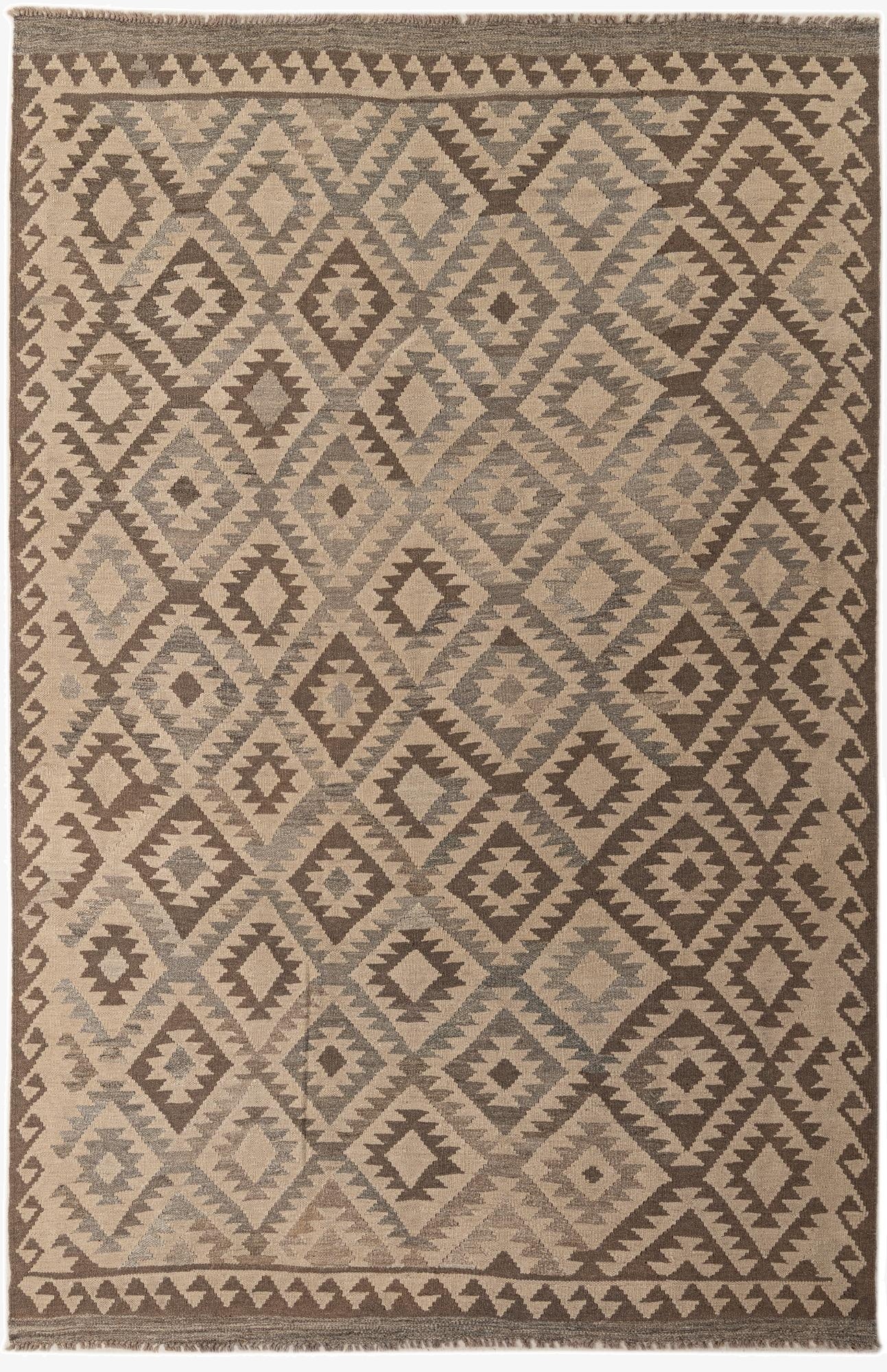 6' 5 x 9' 9  Hand Woven Kilim Maymana Wool Rug