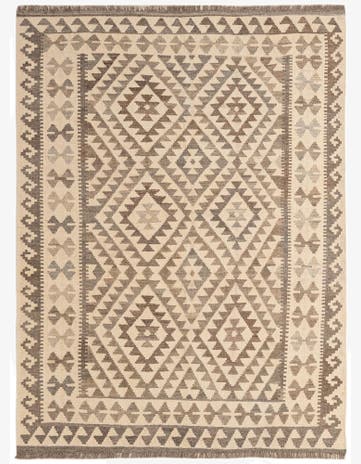 5' 1 x 6' 8 Hand Woven Kilim Maymana Wool Rug