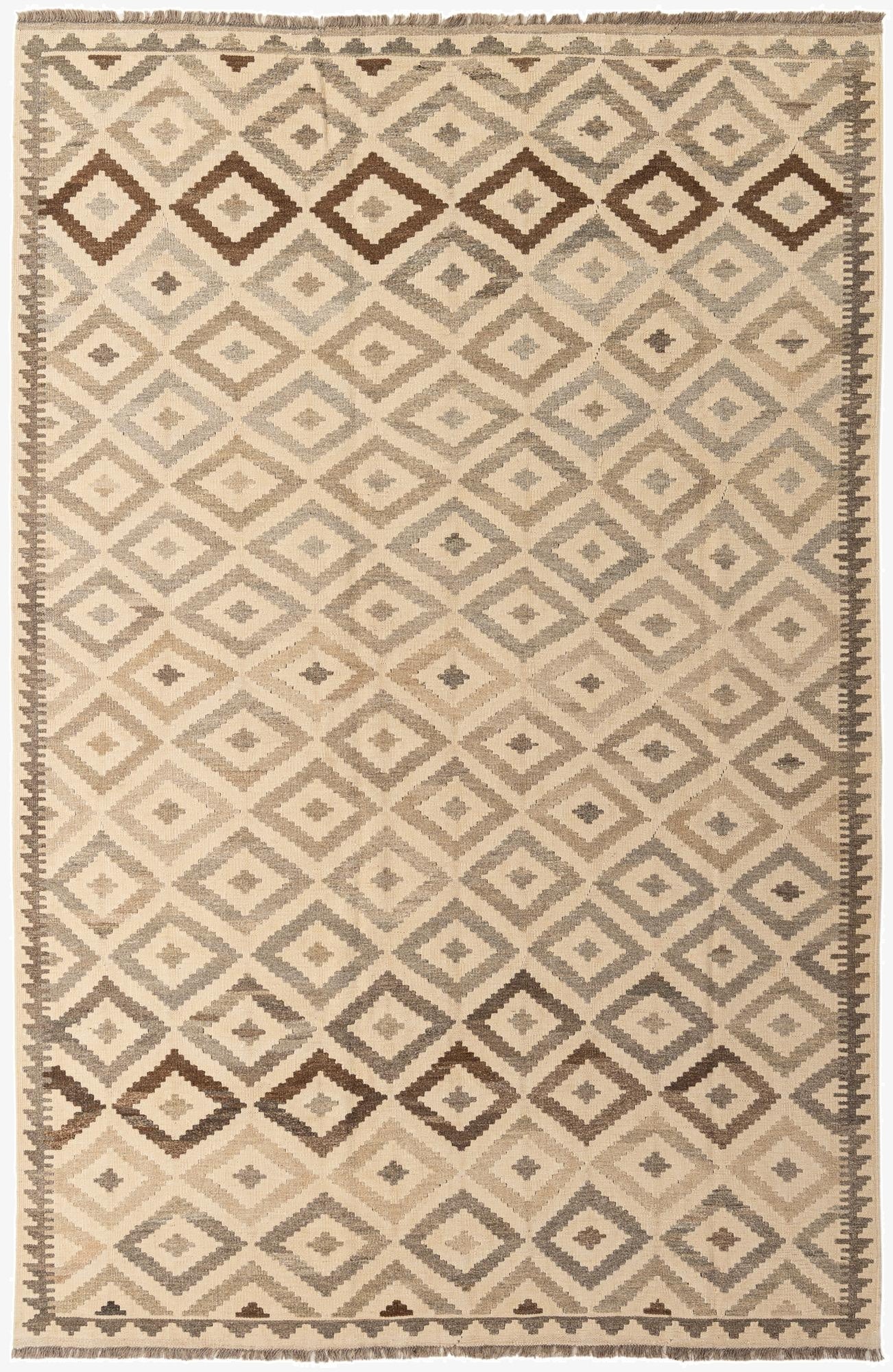 6' 7 x 10' 1  Hand Woven Kilim Maymana Wool Rug