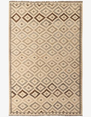 6' 7 x 10' 1 Hand Woven Kilim Maymana Wool Rug