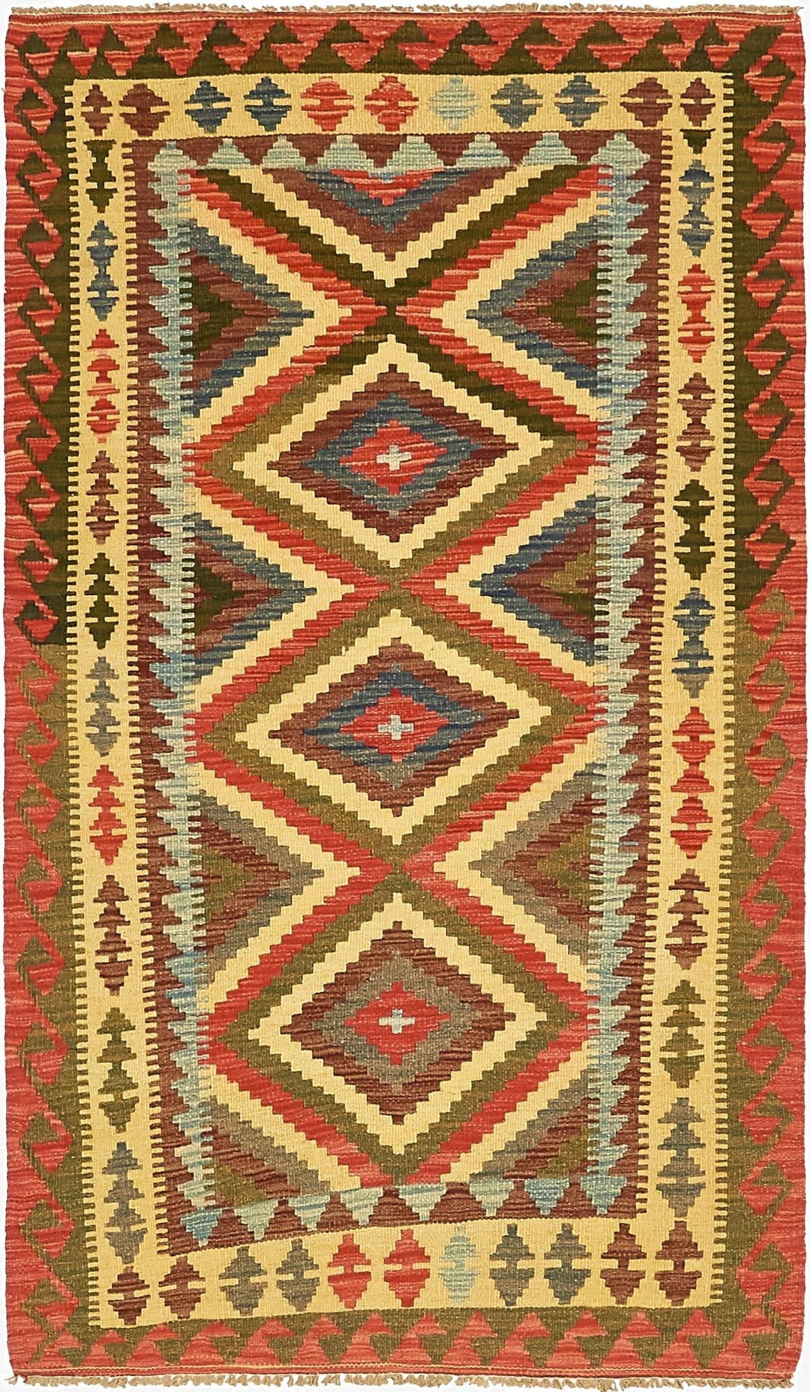 3' 6 x 6'  Hand Woven Kilim Maymana Wool Rug