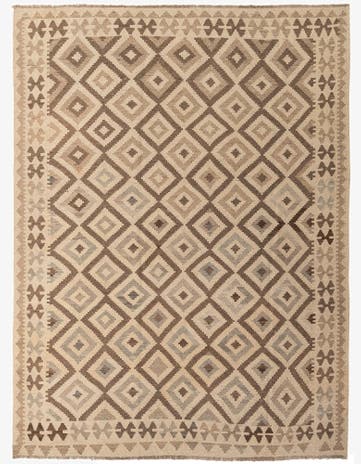 7' 3 x 9' 7 Hand Woven Kilim Maymana Wool Rug