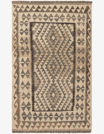 3' 5 x 5' 6 Hand Woven Kilim Maymana Wool Rug