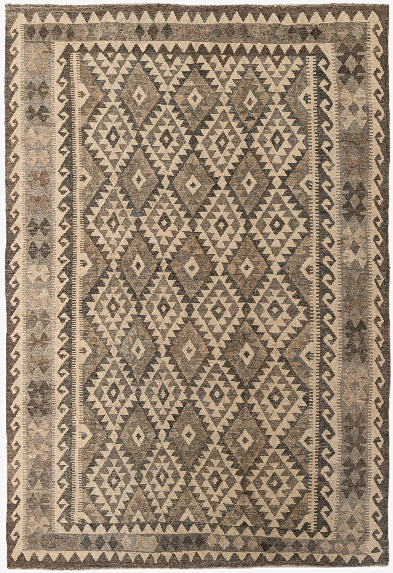 6' 7 x 9' 8  Hand Woven Kilim Maymana Wool Rug