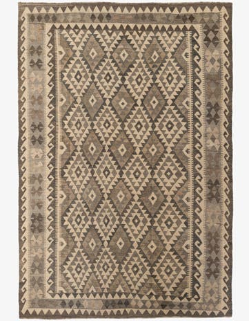 6' 7 x 9' 8 Hand Woven Kilim Maymana Wool Rug