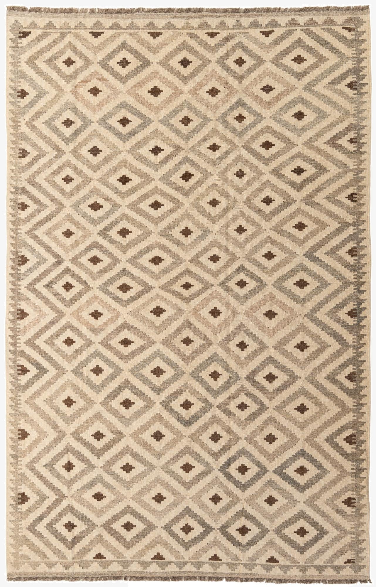 6' 6 x 10' 3  Hand Woven Kilim Maymana Wool Rug