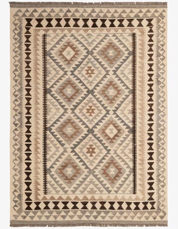 5' x 7' 1 Hand Woven Kilim Maymana Wool Rug