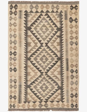 3' 5 x 5' 4 Hand Woven Kilim Maymana Wool Rug