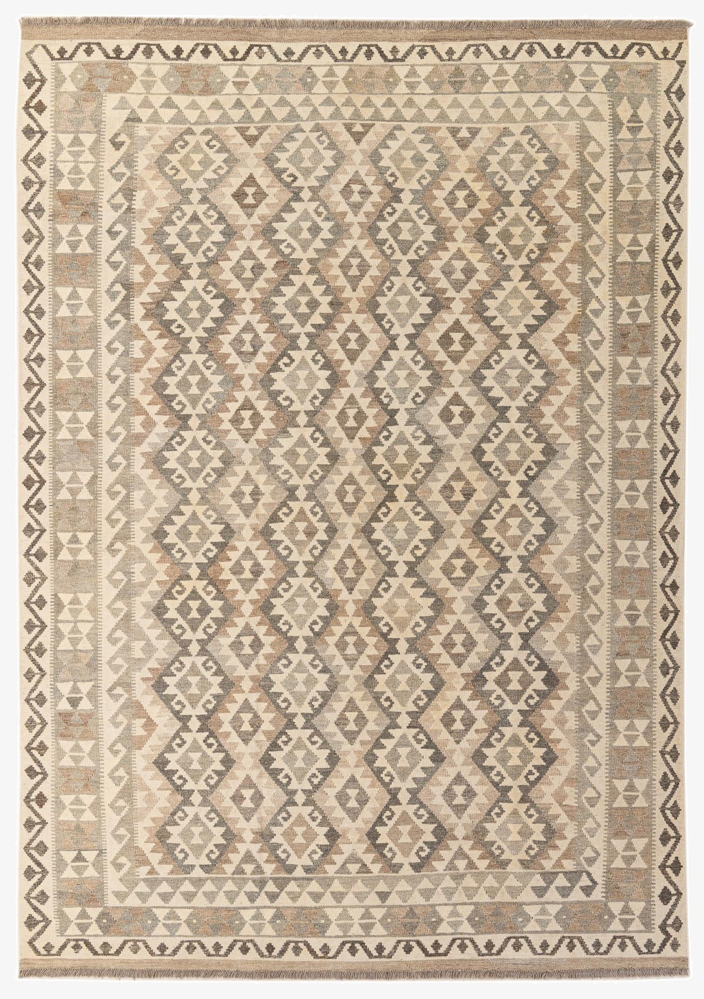 6' 11 x 9' 11  Hand Woven Kilim Maymana Wool Rug
