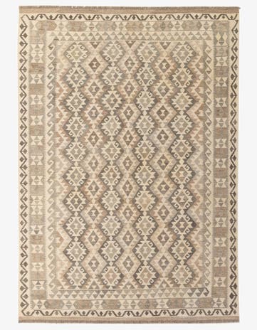 6' 11 x 9' 11 Hand Woven Kilim Maymana Wool Rug