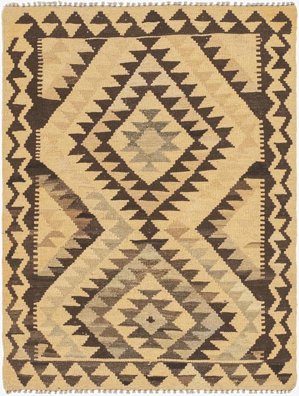 2' 10 x 4'  Hand Woven Kilim Maymana Wool Rug