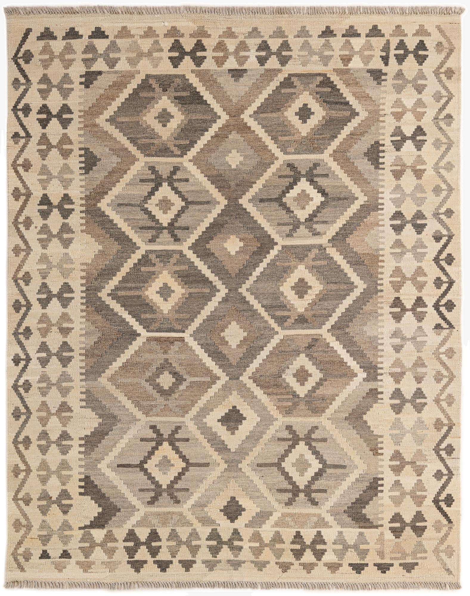 5' 2 x 6' 8  Hand Woven Kilim Maymana Wool Rug