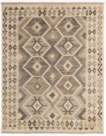 5' 2 x 6' 8 Hand Woven Kilim Maymana Wool Rug