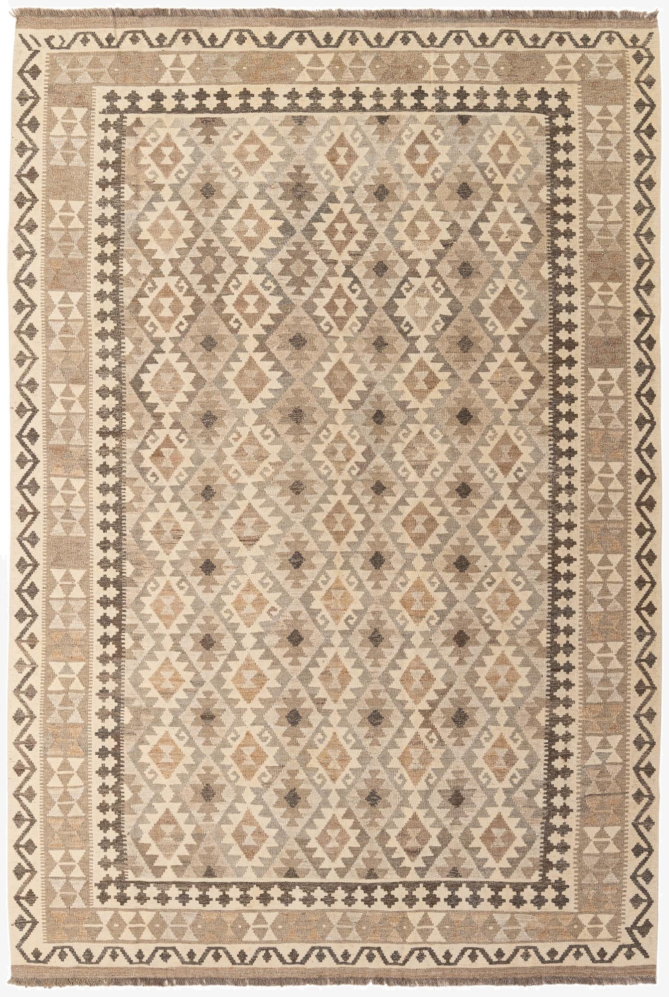 6' 9 x 9' 11  Hand Woven Kilim Maymana Wool Rug