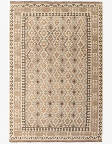 6' 9 x 9' 11 Hand Woven Kilim Maymana Wool Rug