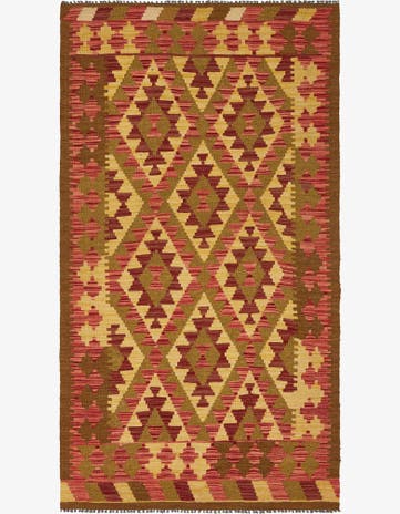 3' 5 x 6' 4 Hand Woven Kilim Maymana Wool Rug