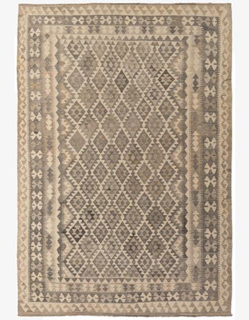 6' 8 x 9' 10 Hand Woven Kilim Maymana Wool Rug