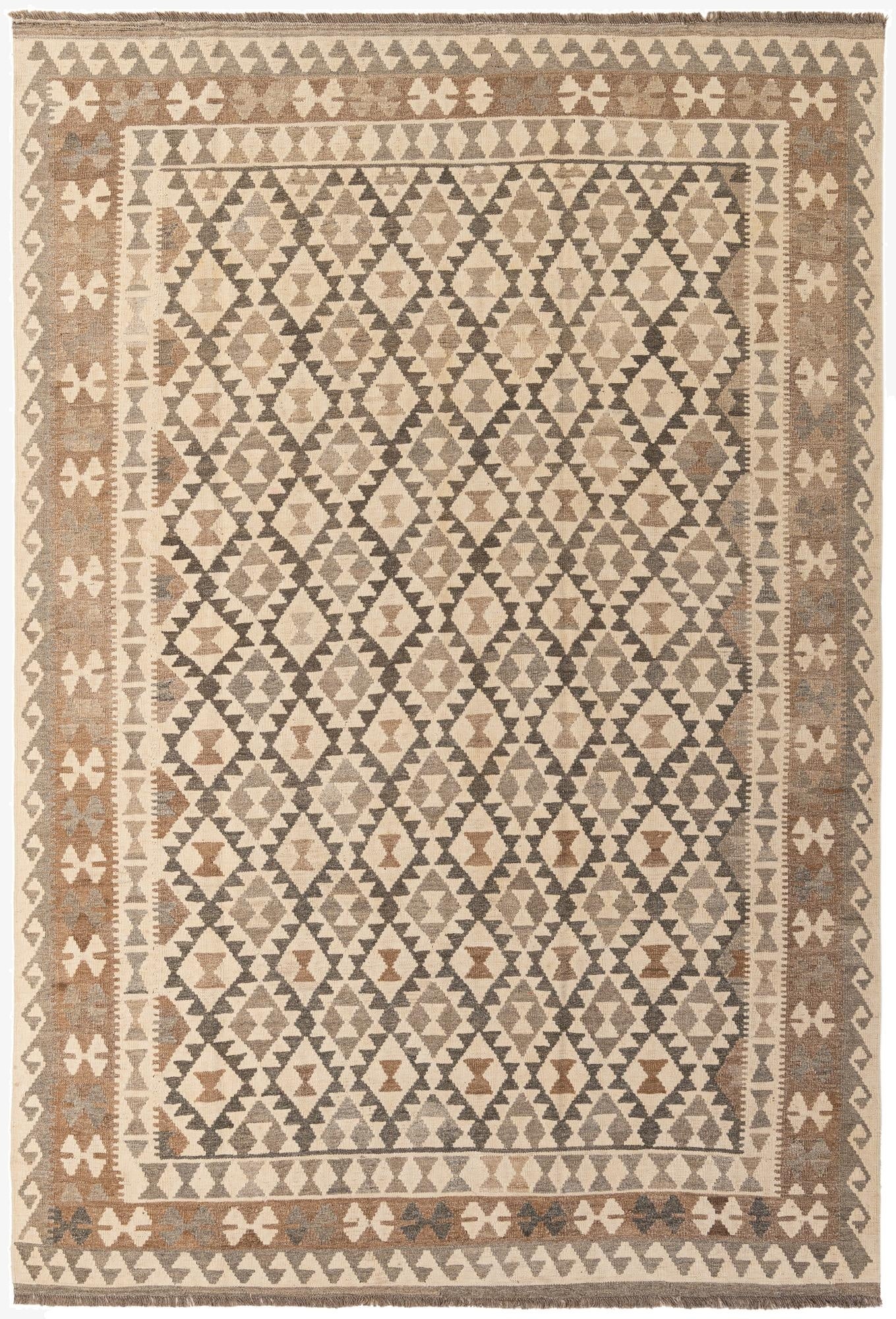 6' 9 x 9' 10  Hand Woven Kilim Maymana Wool Rug