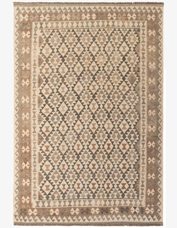6' 9 x 9' 10 Hand Woven Kilim Maymana Wool Rug
