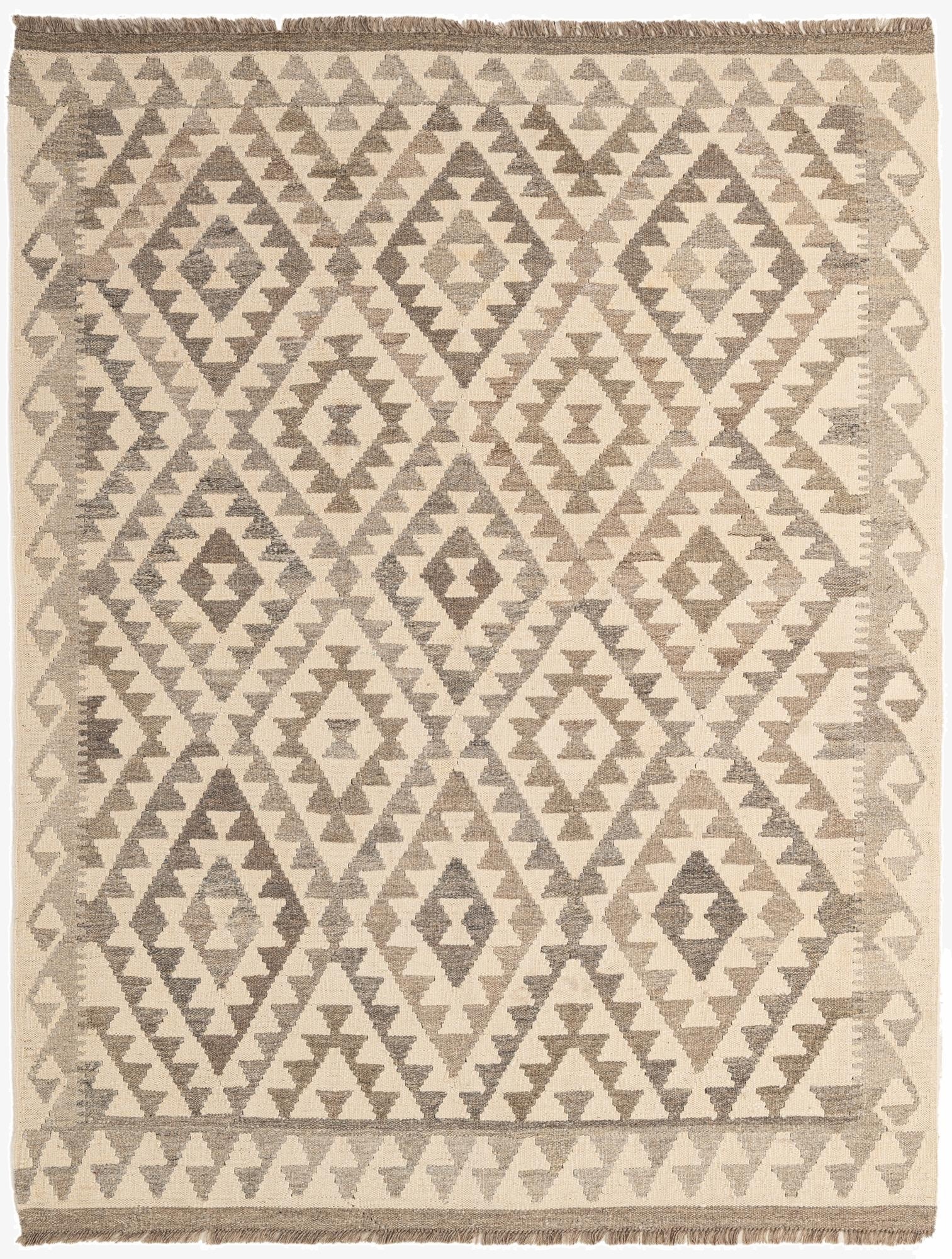 5' 3 x 6' 7  Hand Woven Kilim Maymana Wool Rug
