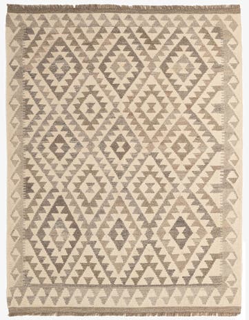 5' 3 x 6' 7 Hand Woven Kilim Maymana Wool Rug