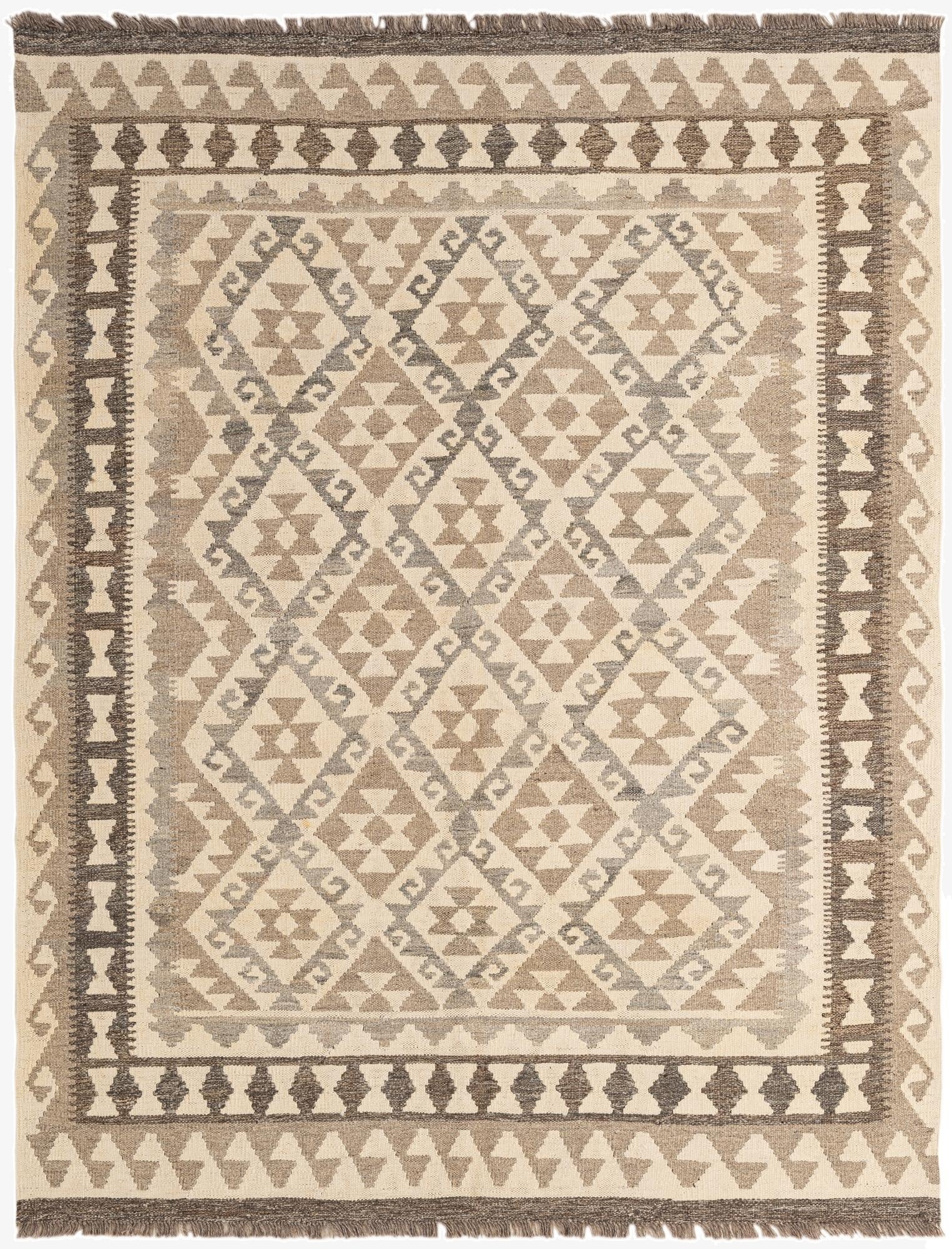 5' 2 x 6' 8  Hand Woven Kilim Maymana Wool Rug