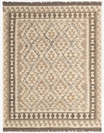 5' 2 x 6' 8 Hand Woven Kilim Maymana Wool Rug