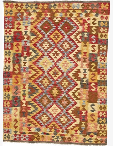 4' 9 x 6' 5 Hand Woven Kilim Maymana Wool Rug